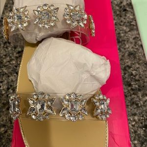 flat sandal clear with embellishments